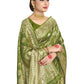 Vardha Women's Olive Green Banarasi Art Silk Saree | Swadesiicart