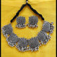 Silver-Plated Alloy Oxidised Lotus Petals Necklace - The Pari | Swadesiicart