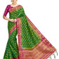 Vardha Women's Green Woven Raw Silk Banarasi Saree | Swadesiicart