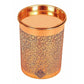 Copper Glass Tumbler with Lid Embossed Design - Swadesiicart