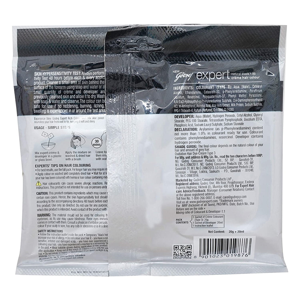 Godrej Expert Rich Creme Hair Natural Black Colour - Swadesiicart
