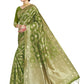 Vardha Women's Olive Green Banarasi Art Silk Saree | Swadesiicart