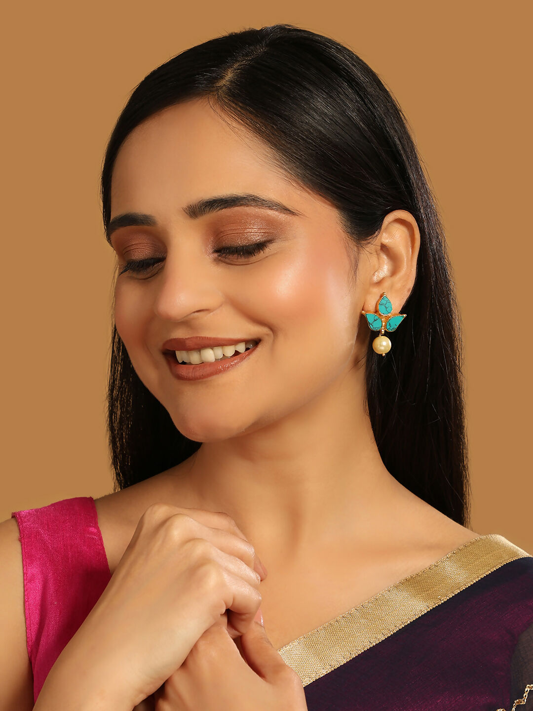 Nuyug 22K Gold Plated Cerulean Studs | Swadesiicart