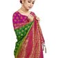 Vardha Women's Green Woven Raw Silk Banarasi Saree | Swadesiicart