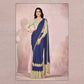 Blue Lycra Embroidery Designer Saree With Blouse - Mohmanthan Sitaarah