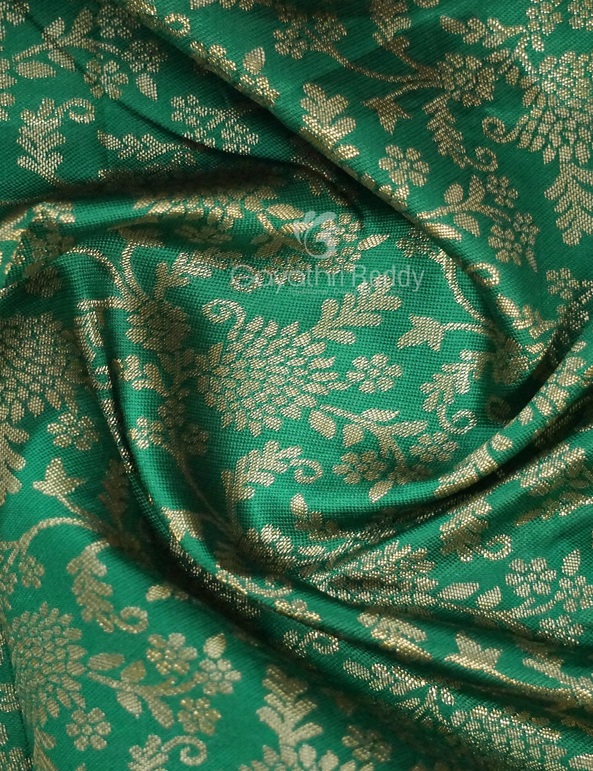 Shades of Green Floral Designbanaras Semi Silk Saree By Gayathri Reddy Designer Studio | Swadesiicart