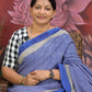 Blue Colored Block Print Cotton Saree By Gayathri Reddy Designer Studio | Swadesiicart