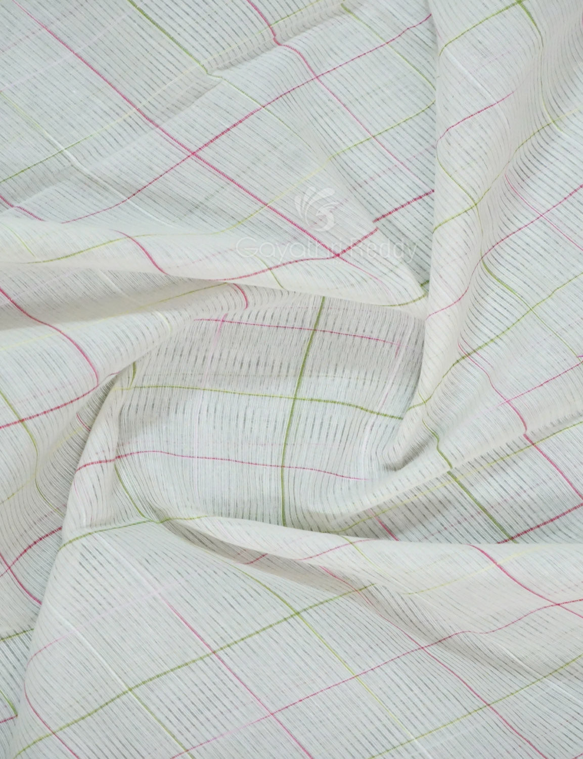 Dual Shade of Milk White And Leaf Green Pure Mangalgiri Cotton By Gayathri Reddy Designer Studio | Swadesiicart