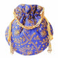 Ethnic Clutch Silk Potli Batwa Pouch Bag with Metal Bead work Gift - Swadesiicart