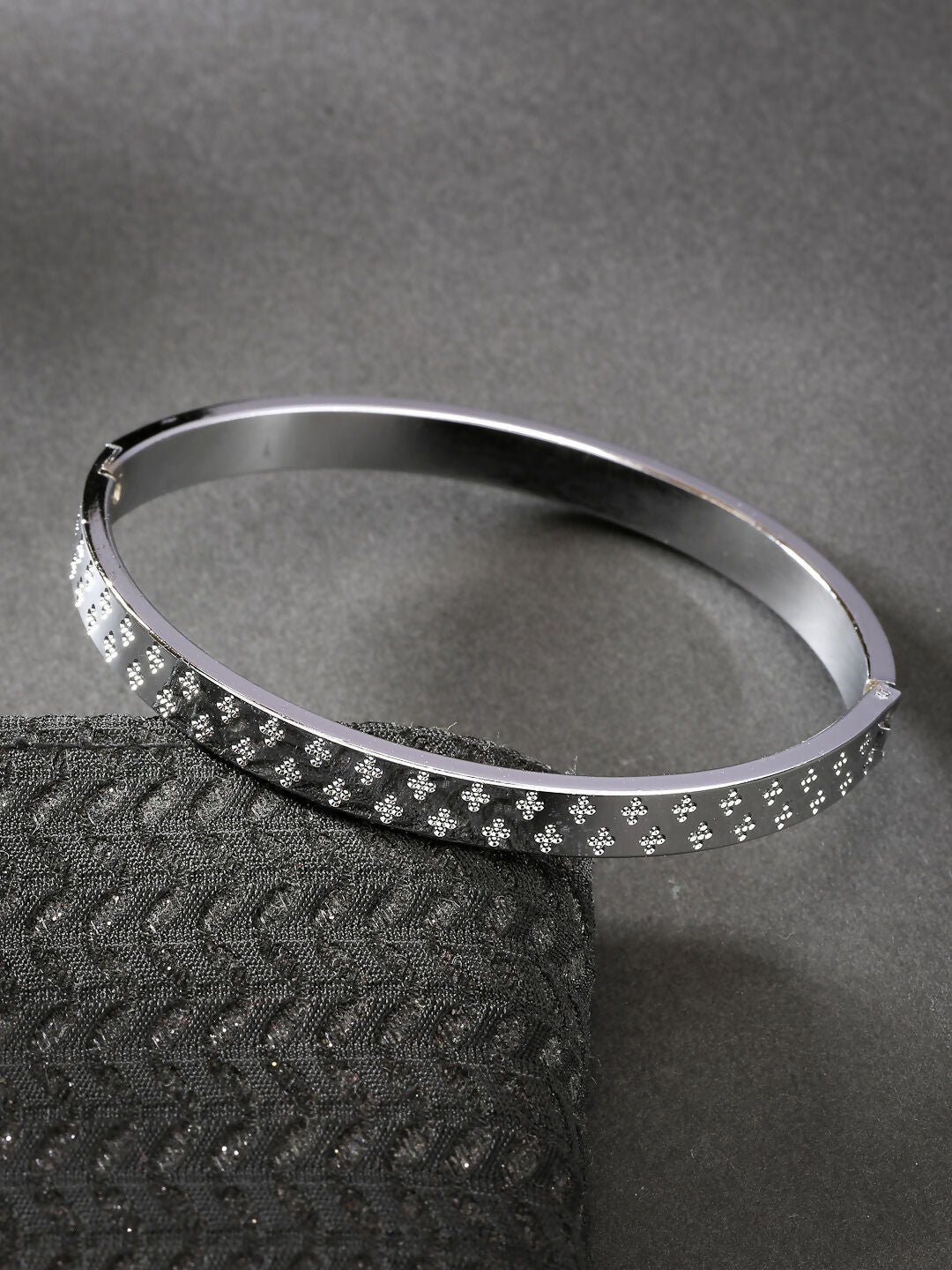 NVR Men's Set of 2 Rhodium-Plated Stainless Steel Kada Bracelet - Swadesiicart