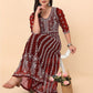 HERE&NOW Scoop Neck Chikankari Embroidered Thread Work Georgette Anarkali Kurta | Swadesiicart