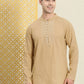House of Pataudi Men Pure Cotton Solid Chikankari Jashn Short Kurta | Swadesiicart