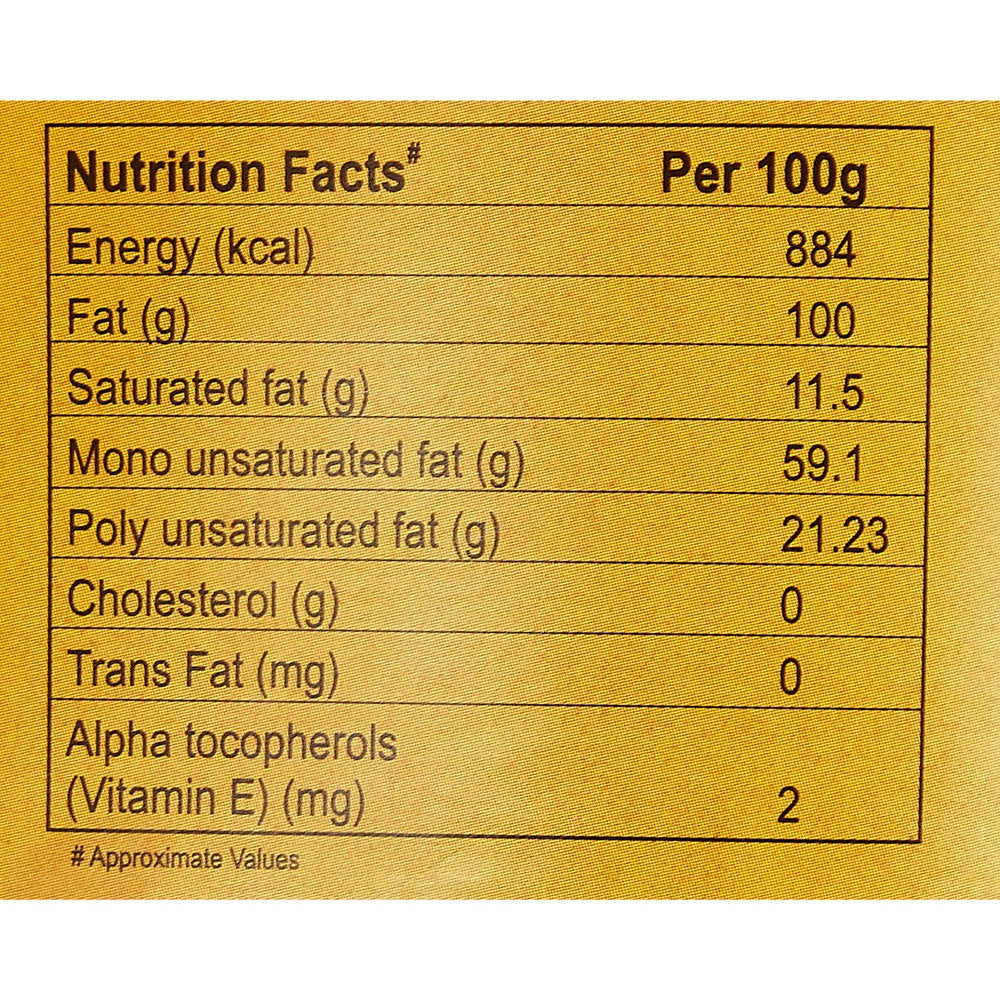 24 Mantra Organic Mustard Oil nutritiona; facts
