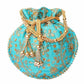 Ethnic Clutch Silk Potli Batwa Pouch Bag with Metal Bead work Gift - Swadesiicart