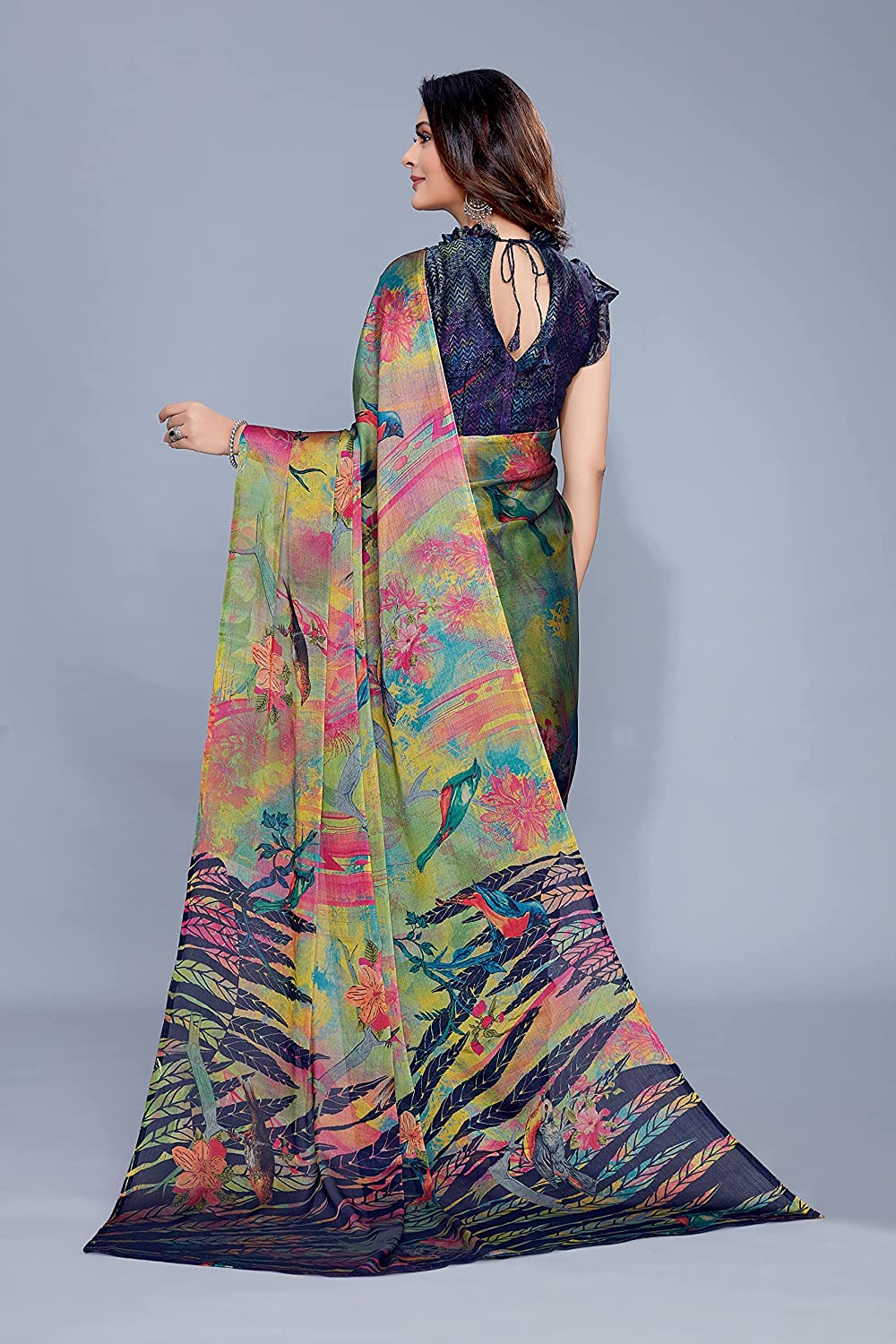 Mirchi Fashion Women's Chiffon Forest Designer Saree