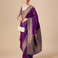 Monjolika Fashion Elegant Dark Purple Banarasi With Intricate Zari Work With Rich Brocade Patterns Silk Saree | Swadesiicart