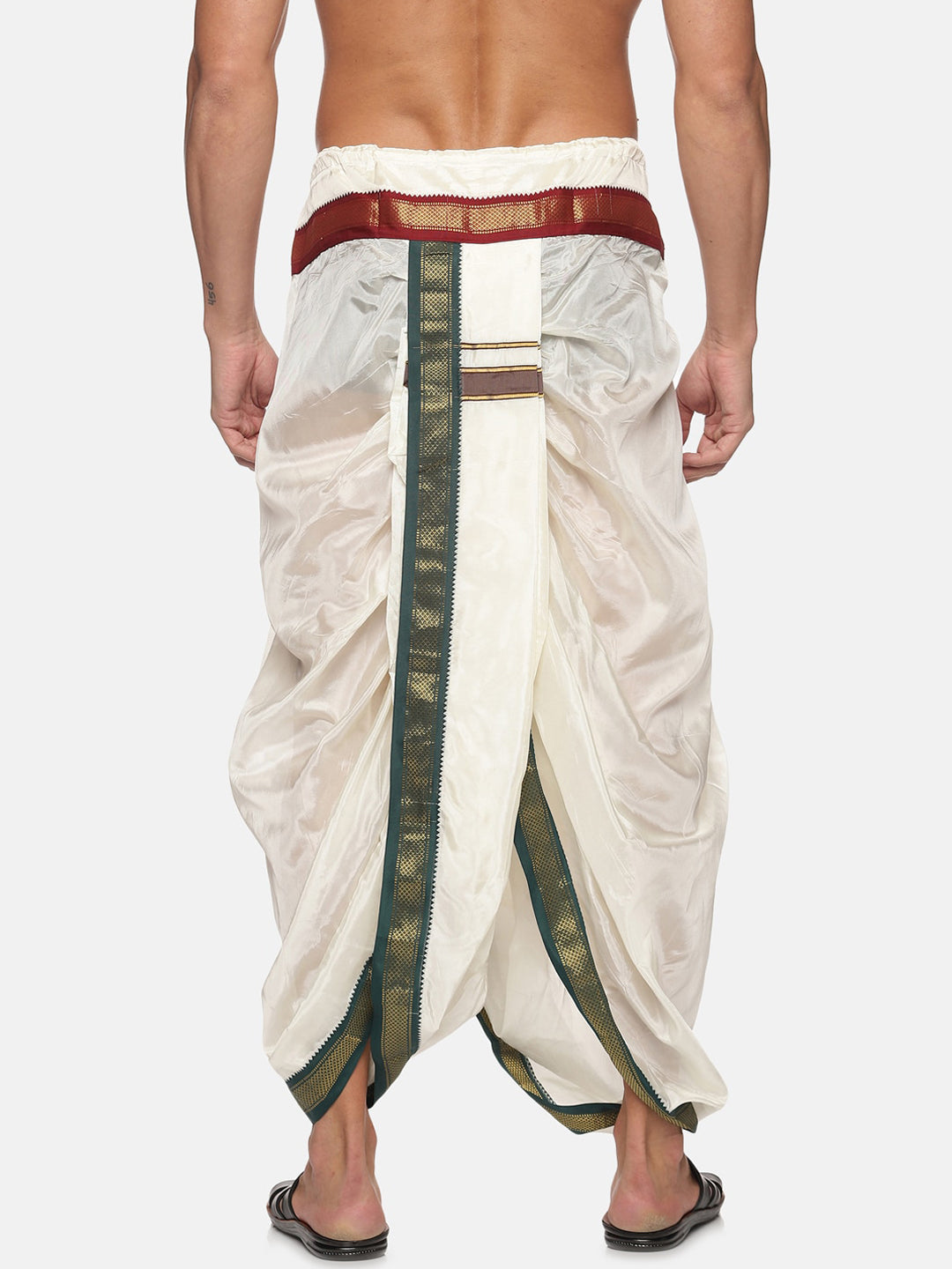 Sethukrishna Men Cream Solid Art Silk Dhotis | Swadesiicart