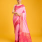 Monjolika Fashion Elegant Light Pink Banarasi With Intricate Zari Work With Rich Brocade Patterns Silk Saree | Swadesiicart