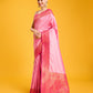 Monjolika Fashion Elegant Light Pink Banarasi With Intricate Zari Work With Rich Brocade Patterns Silk Saree | Swadesiicart