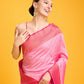 Monjolika Fashion Elegant Light Pink Banarasi With Intricate Zari Work With Rich Brocade Patterns Silk Saree | Swadesiicart