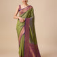 Monjolika Fashion Elegant Olive Green Banarasi With Intricate Zari Work With Rich Brocade Patterns Silk Saree | Swadesiicart