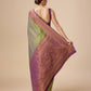 Monjolika Fashion Elegant Olive Green Banarasi With Intricate Zari Work With Rich Brocade Patterns Silk Saree | Swadesiicart