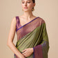 Monjolika Fashion Elegant Olive Green Banarasi With Intricate Zari Work With Rich Brocade Patterns Silk Saree | Swadesiicart