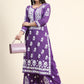 HOUSE OF KARI Women Purple Floral Embroidered Chikankari Pure Cotton Kurta with Palazzos | Swadesiicart