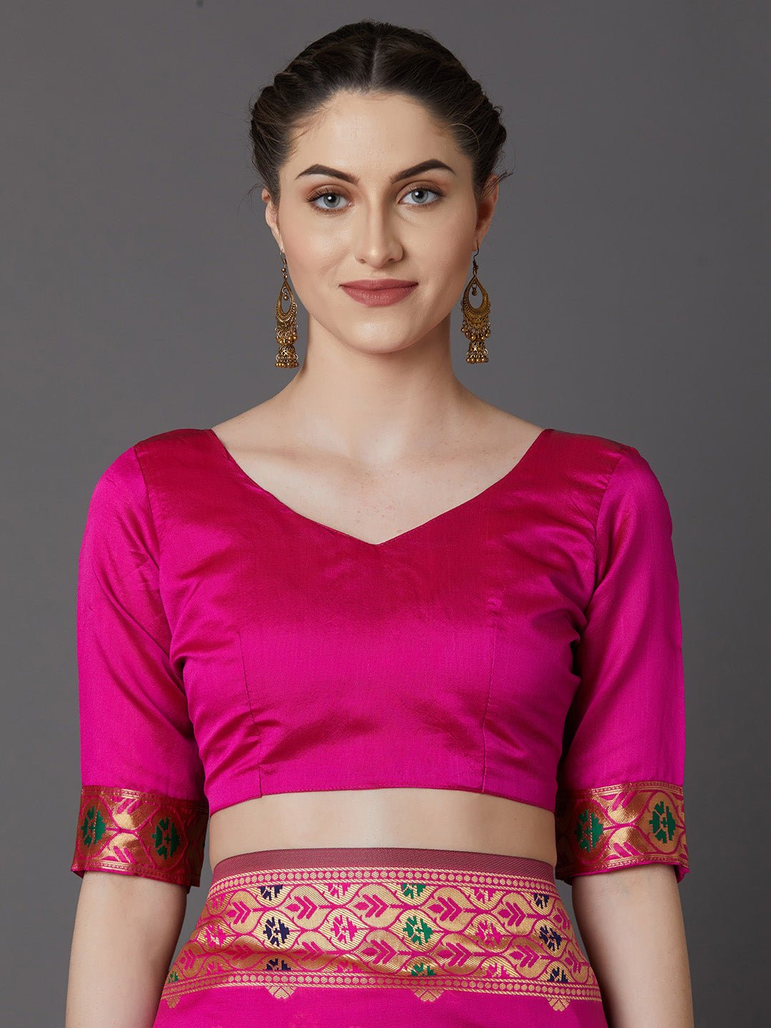 Mitera Pink Silk Blend Woven Design Banarasi Saree | Swadesiicart