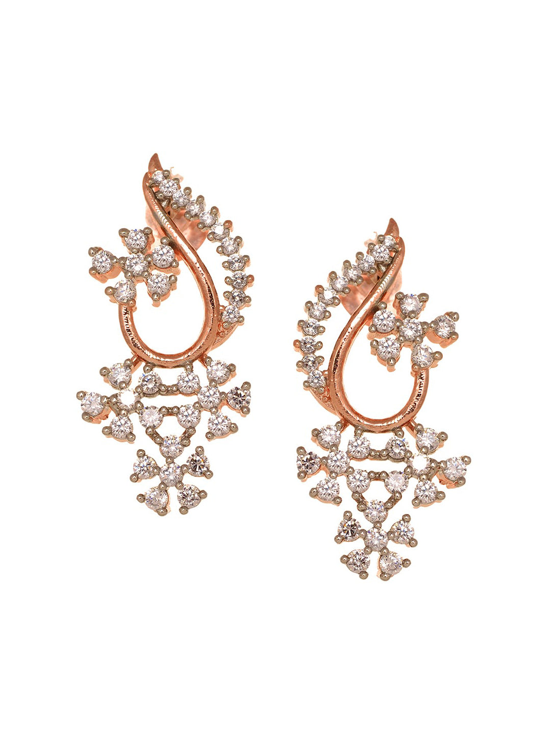 Saraf RS Jewellery Rose Gold-Polished White AD-Studded Jewellery Set - Swadesiicart