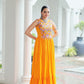 Lorenvalley Fashion Yellow Rayon Kutchi Gamthi Thread Embroidered & mirror Work Gown | Swadesiicart