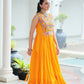 Lorenvalley Fashion Yellow Rayon Kutchi Gamthi Thread Embroidered & mirror Work Gown | Swadesiicart