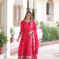Lorenvalley Fashion Pink Vichitra Silk with Rich Sequins & Zari Embroidered work Anarkali Gown with Dupatta | Swadesiicart