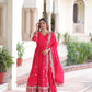 Lorenvalley Fashion Pink Vichitra Silk with Rich Sequins & Zari Embroidered work Anarkali Gown with Dupatta | Swadesiicart