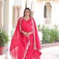 Lorenvalley Fashion Pink Vichitra Silk with Rich Sequins & Zari Embroidered work Anarkali Gown with Dupatta | Swadesiicart
