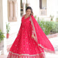 Lorenvalley Fashion Pink Vichitra Silk with Rich Sequins & Zari Embroidered work Anarkali Gown with Dupatta | Swadesiicart