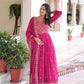 Lorenvalley Fashion Pink Faux Georgette with Rich Sequins & Zari Embroidered work Anarkali Gown with Dupatta | Swadesiicart