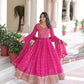 Lorenvalley Fashion Pink Faux Georgette with Rich Sequins & Zari Embroidered work Anarkali Gown with Dupatta | Swadesiicart