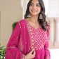 Lorenvalley Fashion Pink Faux Georgette with Rich Sequins & Zari Embroidered work Anarkali Gown with Dupatta | Swadesiicart