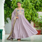 Lorenvalley Fashion Onionpink Vichitra Silk with Rich Sequins Multi Thread & Zari Embroidered work Anarkali Gown with Dupatta - Swadesiicart