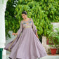 Lorenvalley Fashion Onionpink Vichitra Silk with Rich Sequins Multi Thread & Zari Embroidered work Anarkali Gown with Dupatta - Swadesiicart