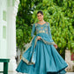 Lorenvalley Fashion Skyblue Vichitra Silk with Rich Sequins Multi Thread & Zari Embroidered work Anarkali Gown with Dupatta - Swadesiicart