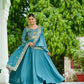 Lorenvalley Fashion Skyblue Vichitra Silk with Rich Sequins Multi Thread & Zari Embroidered work Anarkali Gown with Dupatta - Swadesiicart