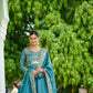 Lorenvalley Fashion Skyblue Vichitra Silk with Rich Sequins Multi Thread & Zari Embroidered work Anarkali Gown with Dupatta - Swadesiicart
