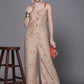 Ahalyaa Women Tan Printed Basic Jumpsuit - Swadesiicart