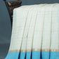Dual Shade of Milk White And Sky Blue Pure Mangalgiri Cotton By Gayathri Reddy Designer Studio | Swadesiicart