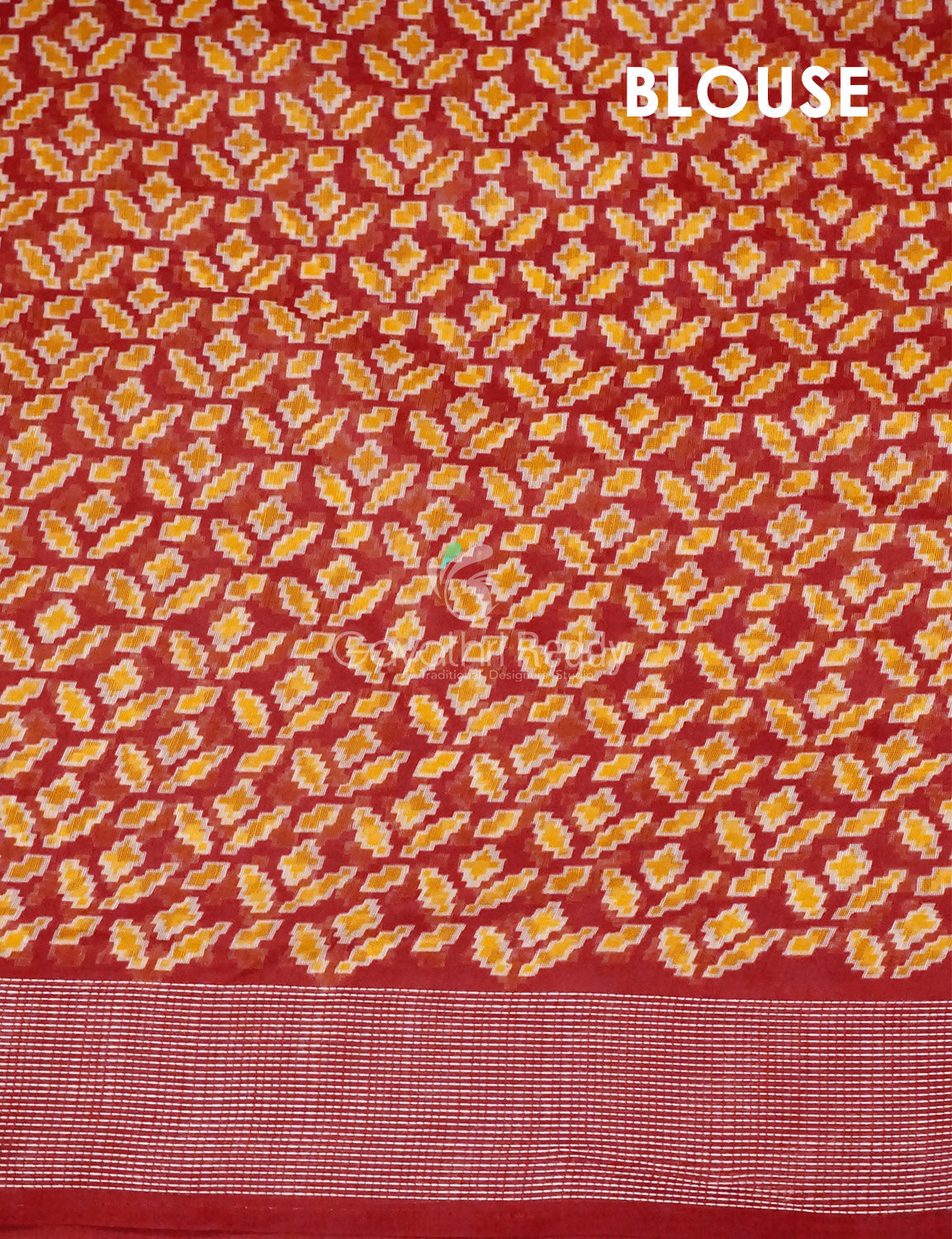 Combo of Parrot Green and Red Patola Print Semi Chanderi Saree By Gayathri Reddy Designer Studio | Swadesiicart