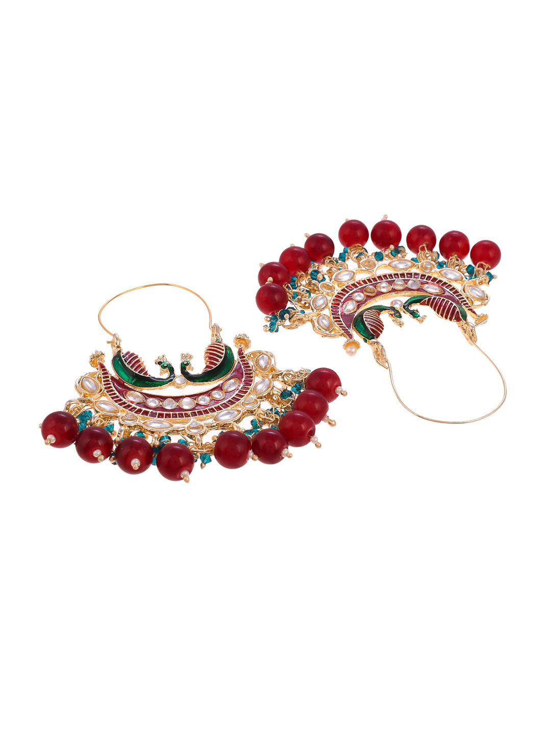 Shoshaa Women Maroon Contemporary Chandbalis Earrings | Swadesiicart