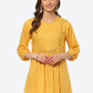 Biba Women Yellow Pleated And Panelled Puff Sleeves Kurti - Swadesiicart