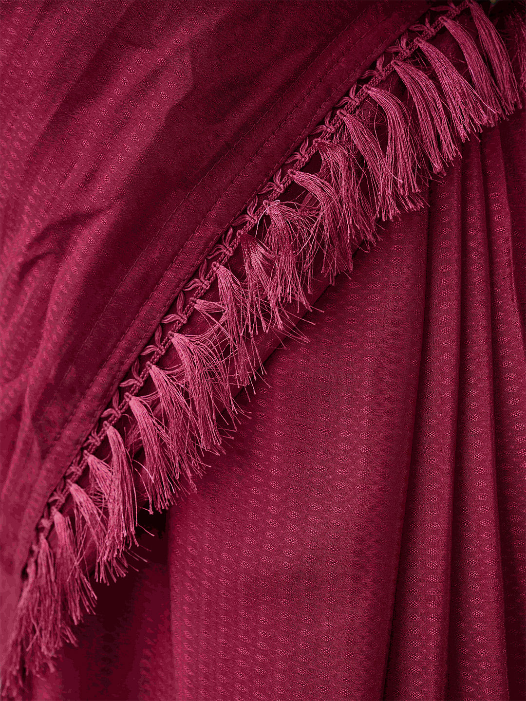 Tikhi Imli Woven Design Tasselled Satin Jacquard Ready to Wear Saree | Swadesiicart